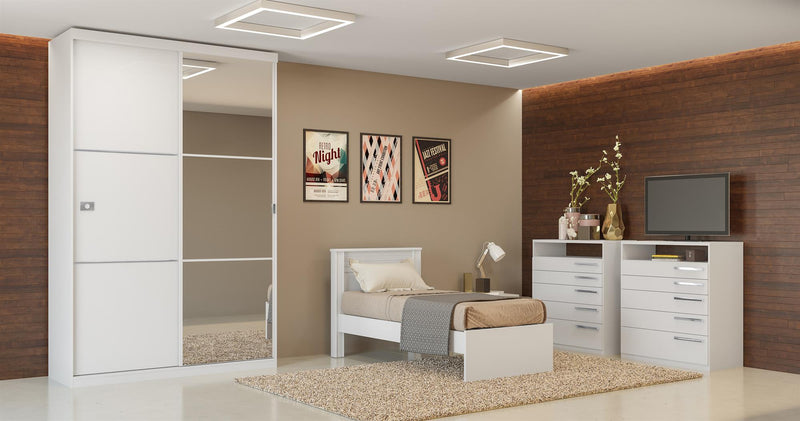 Armario S742 con espejo y puerta corrediza Blanco - Electrolujo